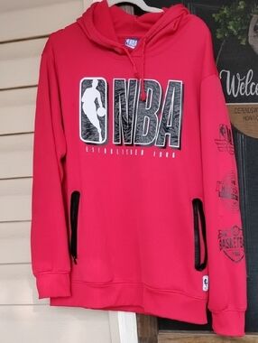 NBA Bright Red Hooded Sweatshirt with Graphic Logo
